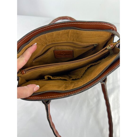 Patricia Nash Calvi Tooled Leather Florence Brown Tan Bag - Picture 5 of 12